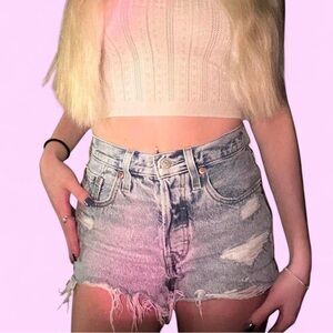 Levi's Light Blue High Waist Women Shorts